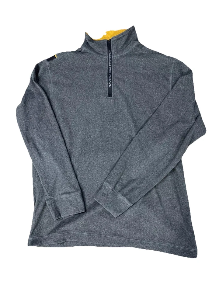 Vintage Nautica Competition Fleece Sweatshirt Mens Large Gray 1/4 Zip Mock Neck - Image 2 of 4