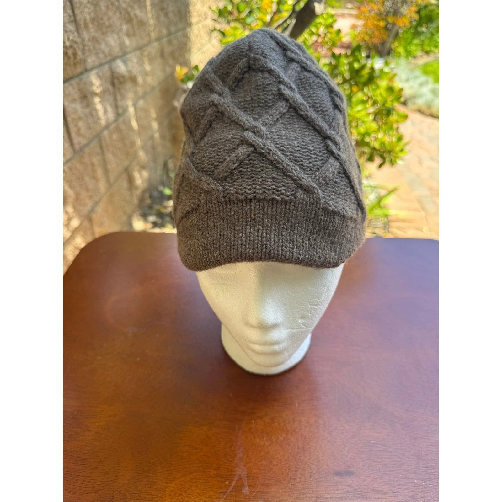 Patagonia Beanie Hat Unisex One Size Brown Wool Blend Cable Knit Fleece Lined