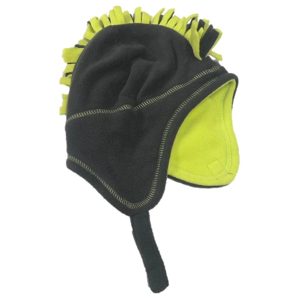 Conjunto de sombrero y manoplas trampero gris y verde felpa para bebés niños 12-18 meses Foto 2 de 3