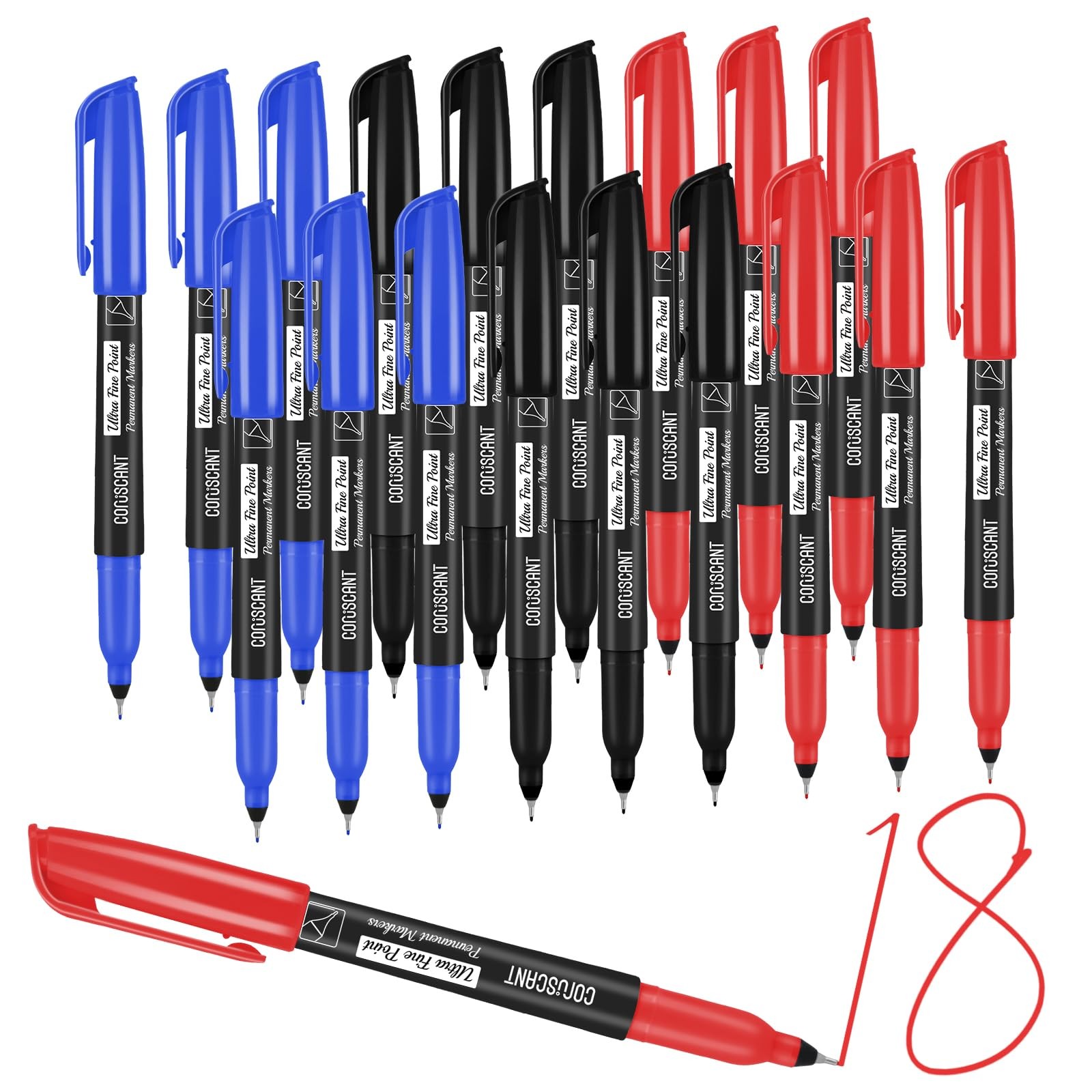 Ultra Fine Point Permanent Markers, 18 Pack Extra Fine Tip 0.4 mm Marker, Ass...