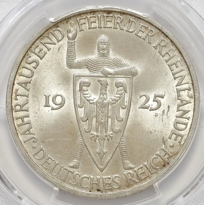 Weimar 5 Reichsmark 1925 F 1000 Jahre Rheinland PCGS MS64 - Bild 1 von 3