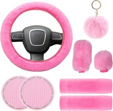 Cute Fluffy Steering Wheel Cover Set For Women Yunxnyc 1 8 Pieces Pink Cute Fluffy Steering Wheel Cover Set For Women Yunxnyc 1 8 Pieces Pink