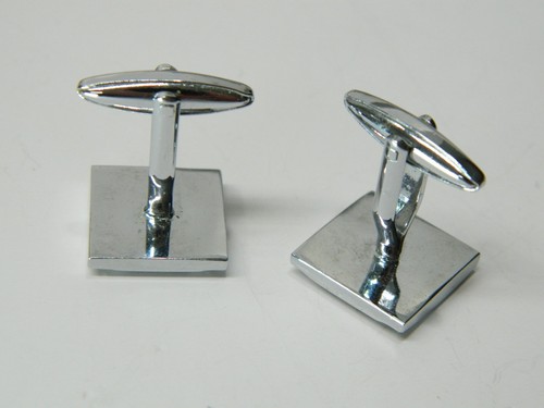 Vintage Fancy Black silver tone Men's Cuff Links - Picture 2 of 2