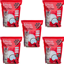 Silica Crystals Cat Litter 3.8L Super Odour Absorbent Anti Bacterial Pack of 5