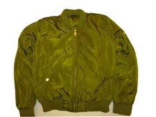 36.5 womens Bomber Jacket Military Green full zip Size M medium quilted pockets