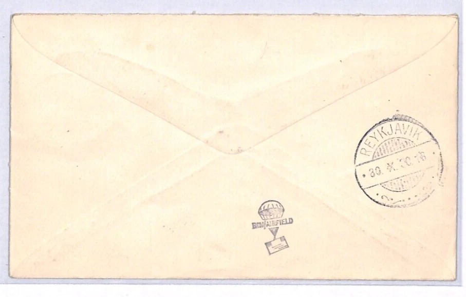 ICELAND Air Mail Cover 1930 Reykjavik AEROPLANE Overprint Pair {samwells}YT2 - Image 3 of 4