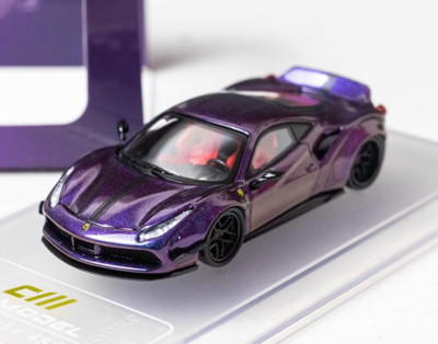 AL CM 1:64 Purple LB 488 Widebody Super Racing Sports Model Diecast Collect Car