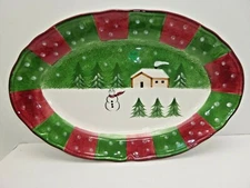 Macy’s The Cellar LOG CABIN CHRISTMAS 17" Oval Platter