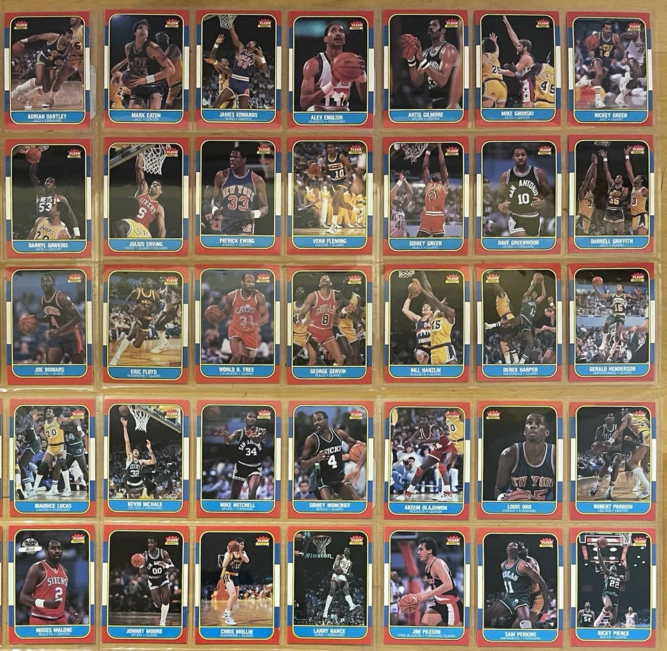 Conjunto completo de basquete Fleer 1986-87 exceto Jordan quase perfeito - Imagem 4 de 4