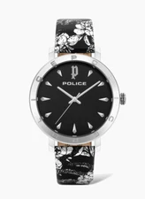 Police Ponta PL16033MS/02 Ladies' Watch Leather Black/Silver New 