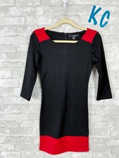 XXI FITTED BODYCON DRESS CAREER SEXY BLACK RED COLORBLOCK SZ S 