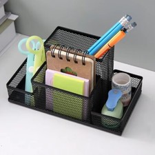 Desk Stationery Organizer Metal Mesh Pen Holder Pencil Box Office Accessories