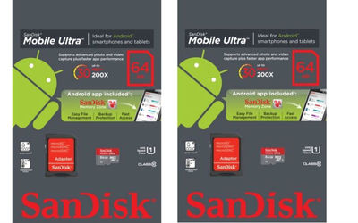 Lot of 2 x 64GB = 128GB SanDisk Mobile Ultra Micro SDXC SD XC Class 10 30MB/s