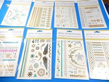 6 sheets wholesale glitter gold tattoo stickers flash disposable Temporary