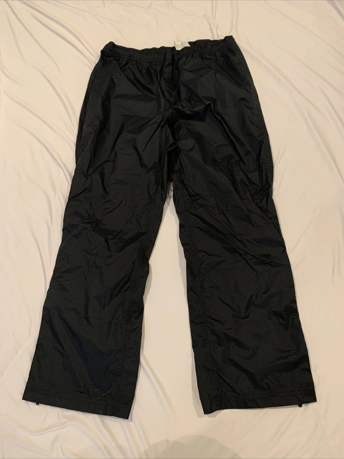 Men's LL Bean 268268 Nylon Waterproof Rain Pants Size Large Black