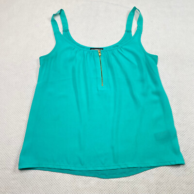 Express Top sz XS Blue Sheer Zipper Y2K Millennial Clean Girl Minimalist Chic