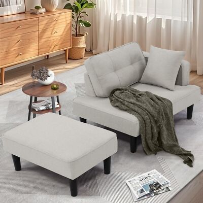 Single Sofa Convertible Small Sectional Chair for Living Room with 2 Pillows ️