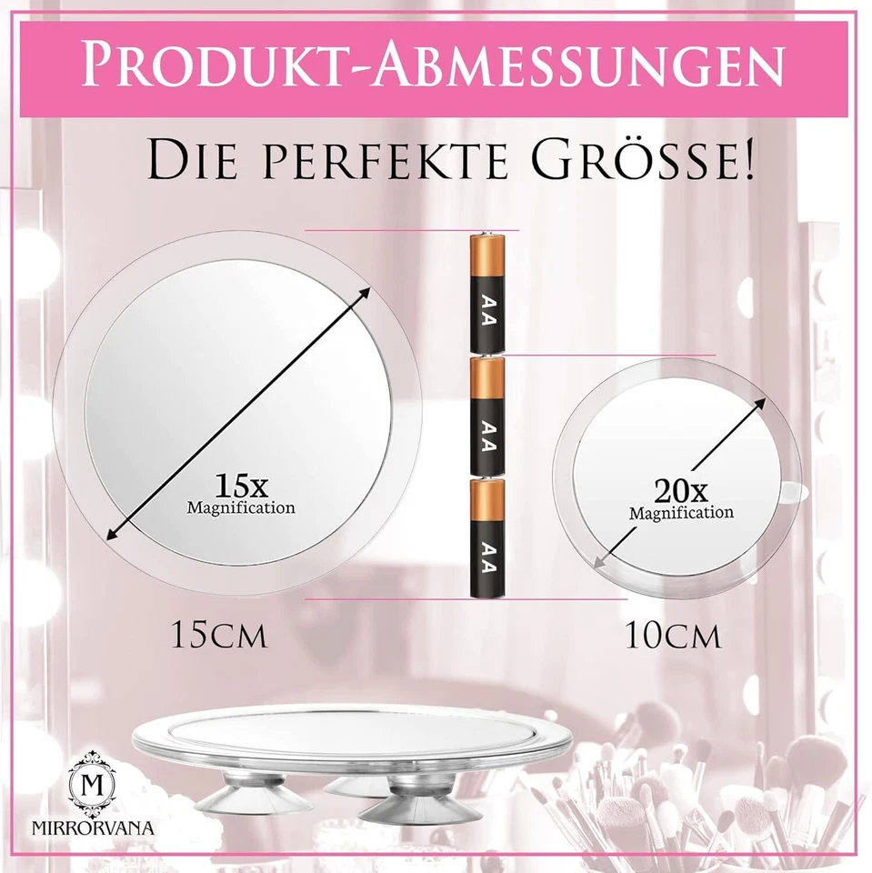 Vergrößerungsspiegel 20fach & 15fach mit Saugnapf, Runder - Bild 4 von 4