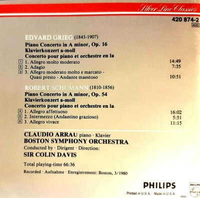 Grieg & Schumann: Piano Concertos CD (1990) 28942087422| eBay