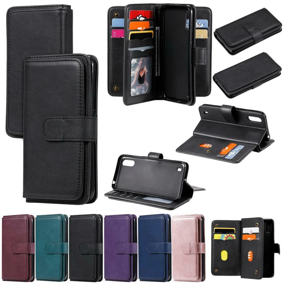 For Various Models New Multifunction 10 Cards Flip Wallet PU Leather Case Covers - Image 4 of 4