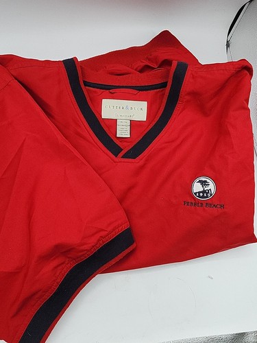 Vintage Cutter & Buck brand, Red "PEBBLE BEACH" short-sleeved windshirt size XL - Picture 2 of 4