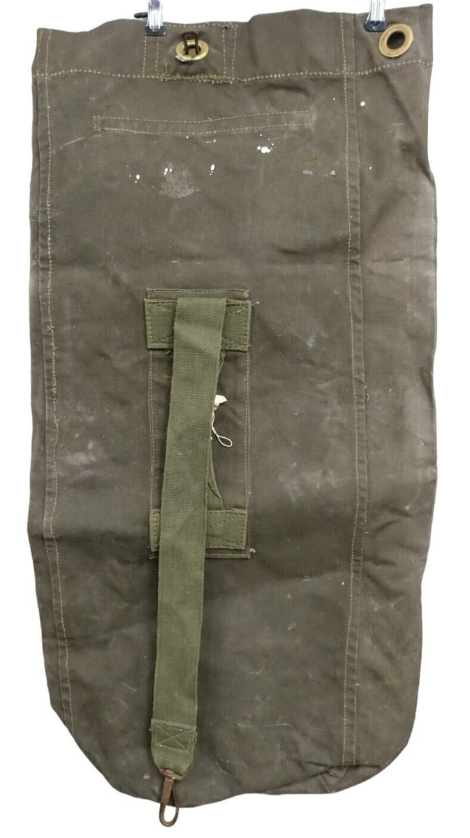 Vintage Duffel Kit Bag Genuine Army Issue Deployment Canvas Sack