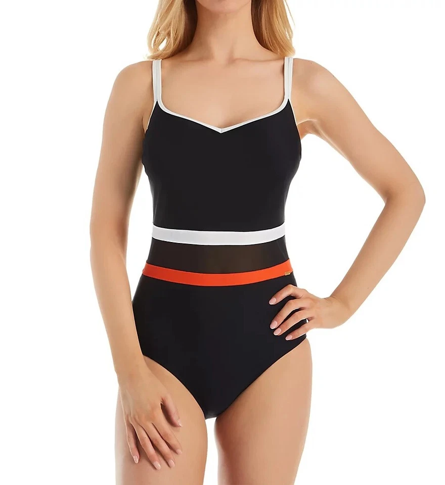 Traje de baño Panache NEGRO/NARANJA Kira Balconnet de una pieza, EE. UU. 40D, UK 40D Foto 2 de 4