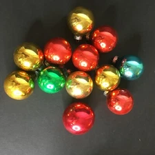 Vtg Shiny Brite Lot of 12 USA Christmas Tree Ornaments 1.50  Gold Red Blue Green