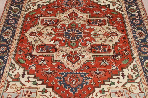 Exquisite Traditional Hand-Knotted Heriz Serapi Indian Living Room Wool 9x12 Rug - Picture 4 of 20