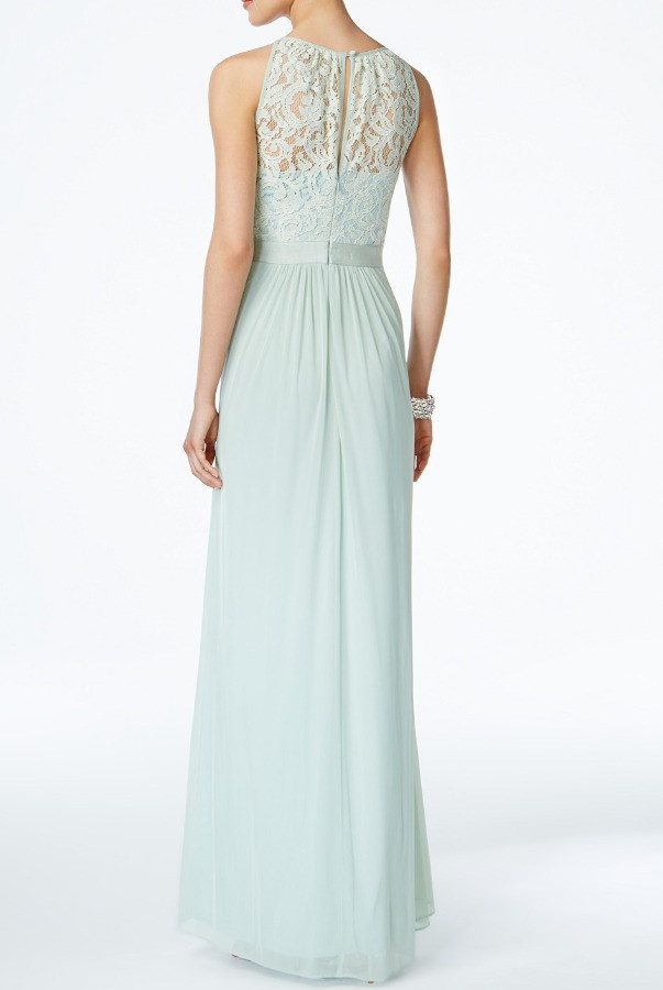 adrianna papell lace illusion halter gown
