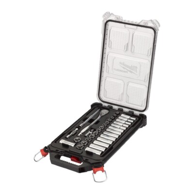 Milwaukee PACKOUT 3/8'' Antrieb Ratsche & Steckschlüsselsatz metrisch Set x32-teilig
