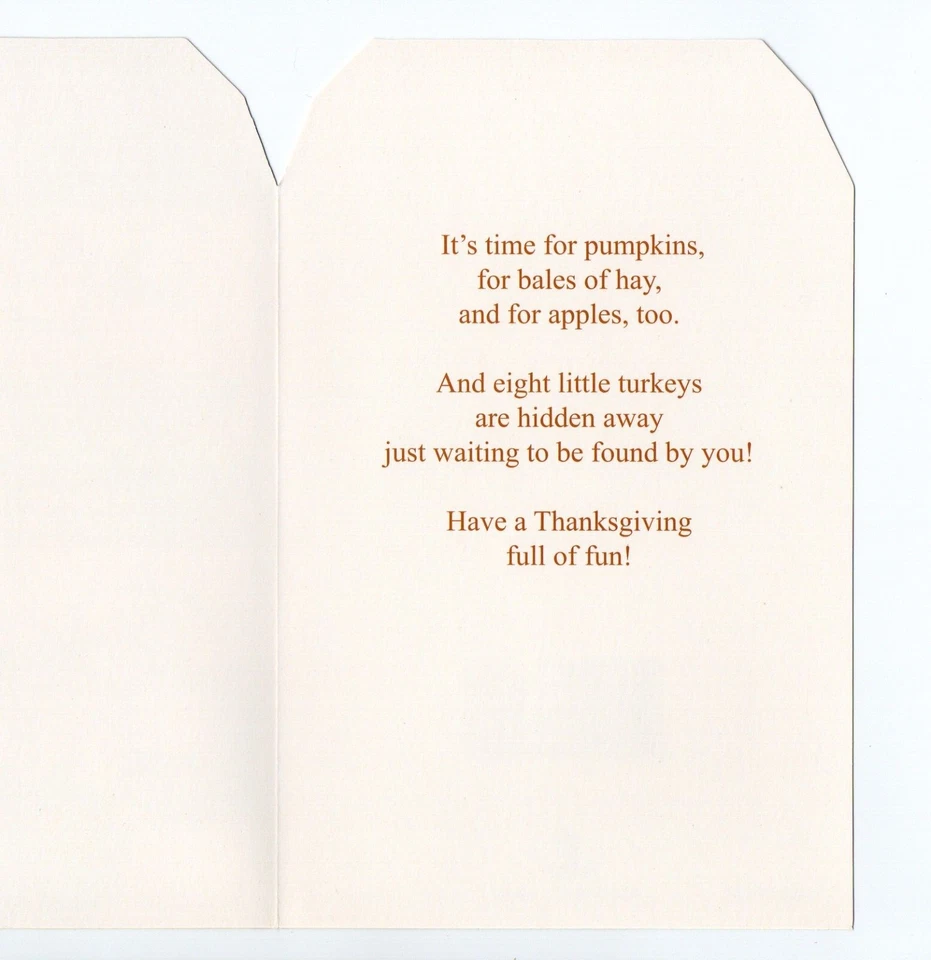 Linda Tarjeta de Acción de Gracias PARA NIÑO, Divertido Juego de Búsqueda de Pavo por Gallant Greetings + ✉ Foto 2 de 4