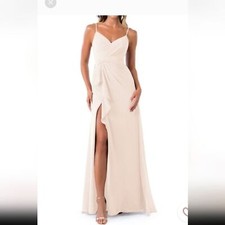 Azazie Emerald bridesmaid strappy long maxi faux wrap Dress Rose Petal size A2