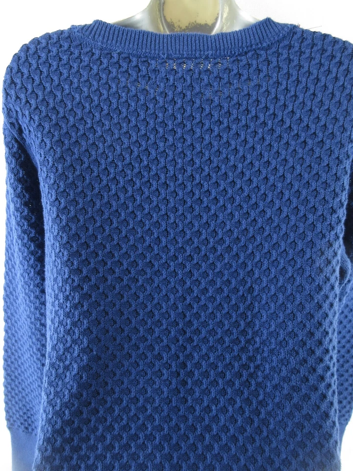 Suéter Caribbean Joe Para Mujer XL Azul Waffle Texturizado Crew Manga Larga Acogedor Foto 3 de 4