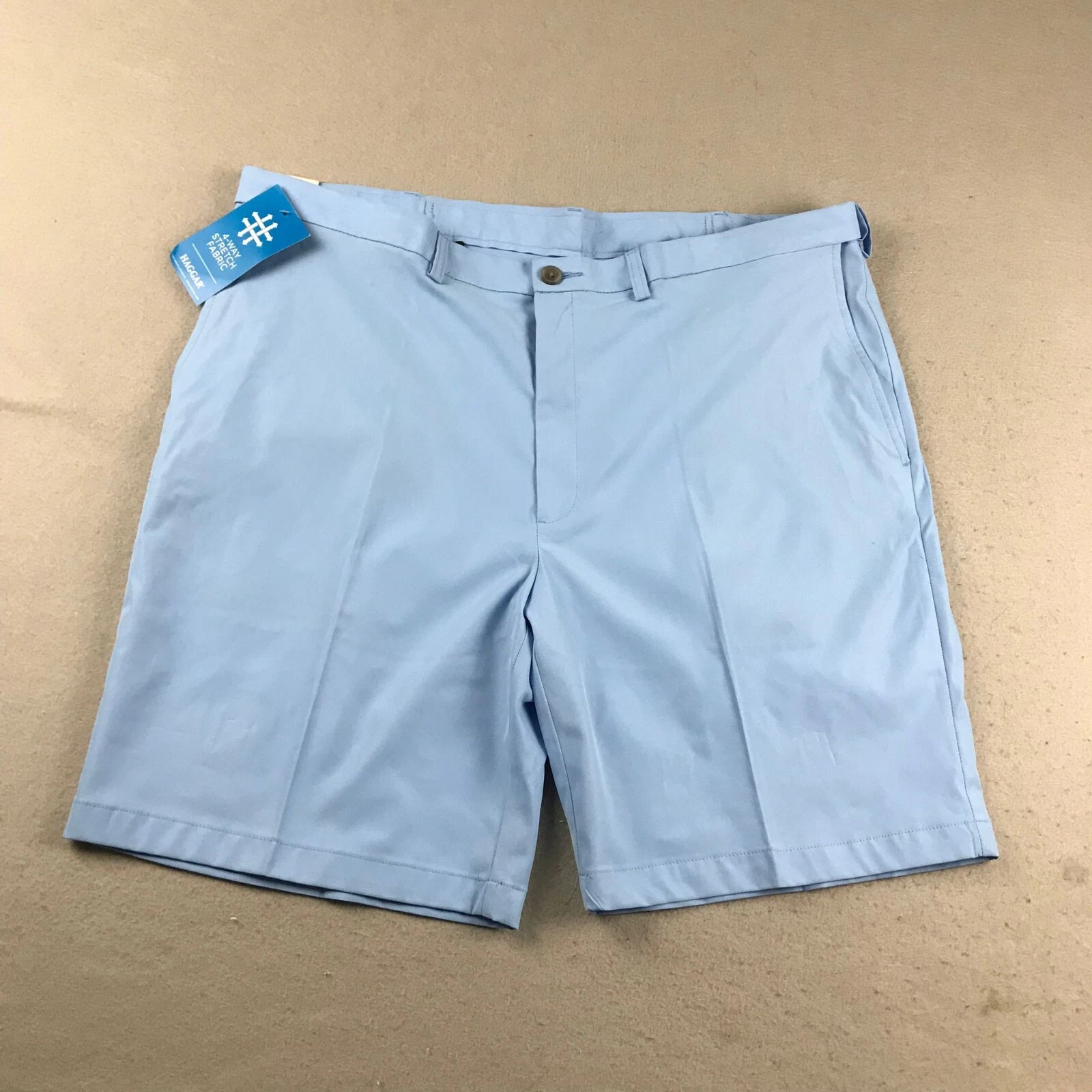 Haggar Shorts Mens 42 Blue Cool 18Pro Flat Front Quick Dry Chino NWT
