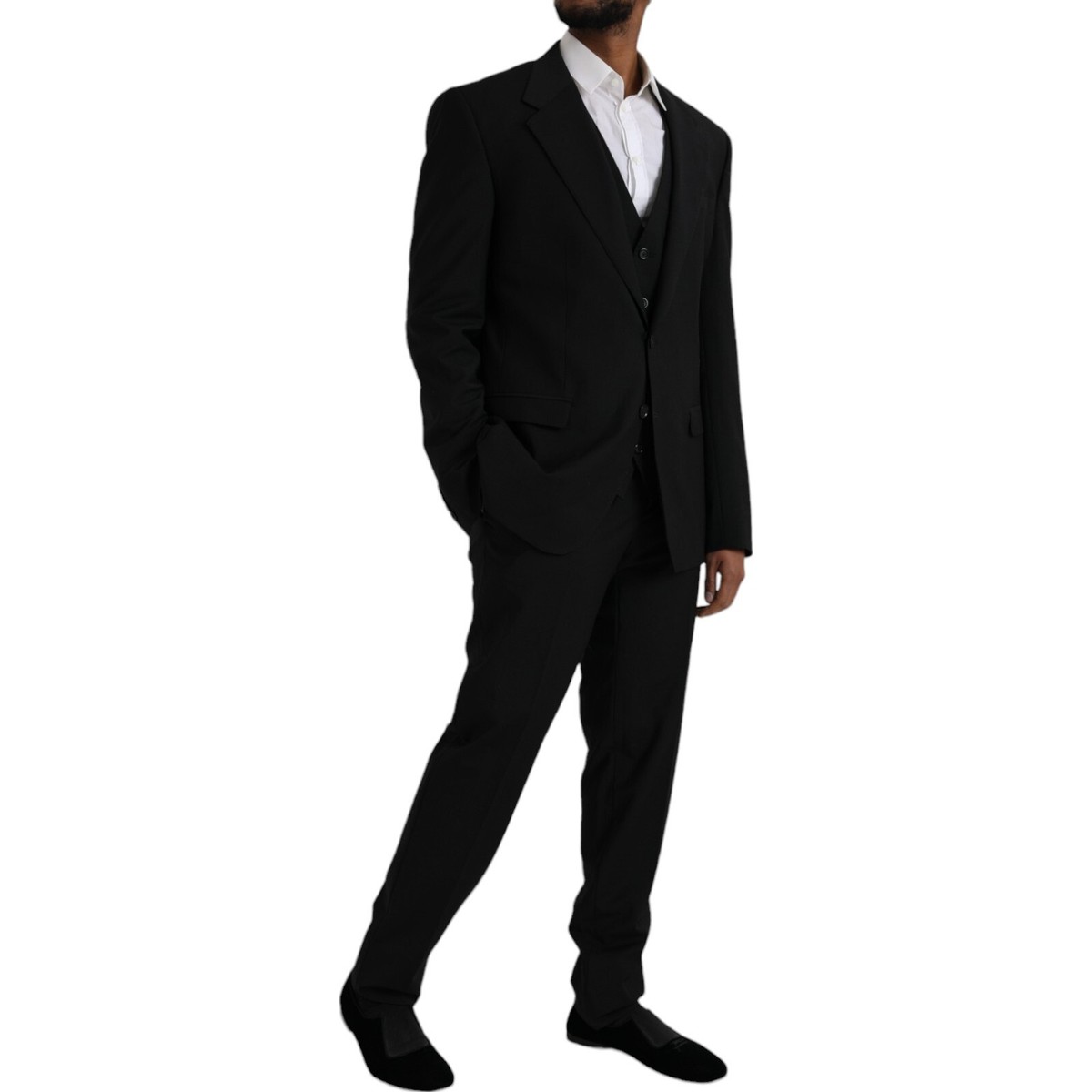 DOLCE & GABBANA Suit Black Polyester STAFF Formal 3 Piece EU54