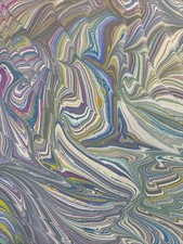 White Blue Gorgeous Marbled Paper 15 x 22" for Bookbinding, Endpaper Book Arts