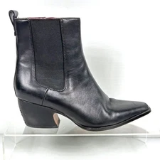 Franco Sarto Size 7.5 Black Leather Ankle Boots 2" heel women's