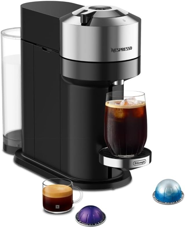 Nespresso Vertuo Next Deluxe Coffee and Espresso Machine by De'Longhi - Chrome