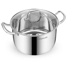 Stainless Steel Stock Pot - 8 Quart Soup Induction Compatible Cooking