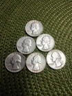 90% Silver $1.50  6 Washington Quarters Circulated Pre-1965 US Coin - 22-21