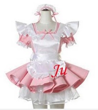 Sissy Maid Dress satin Uniform Cosplay Costume Tailor-made#12