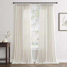 102 Inch Long Curtains Pinch Pleat Linen Curtains for Living Room Bedroom 2 Pane