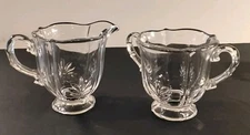 Vintage Clear Glass Crystal Creamer And Sugarbowl Set Fostoria 'Baroque' Footed