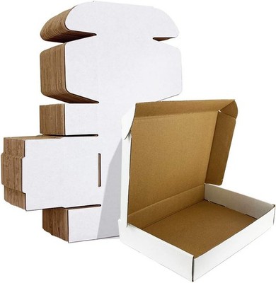 HORLIMER 11X8X2 Inches Shipping Boxes Set of 25, White Corrugated Cardboard Box