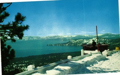Lake Tahoe Postcard Winter View Mt. Rose Highway Inspiration Point NV