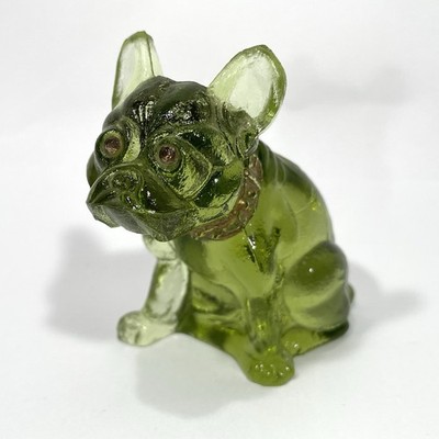 Westmoreland Handmade Olive Green Glass French Bulldog Figurine