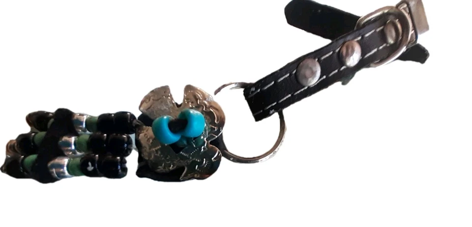 Correas para botas de cuero con cuentas motociclista occidental vaquero vaquera concho con cuentas negras Foto 4 de 4