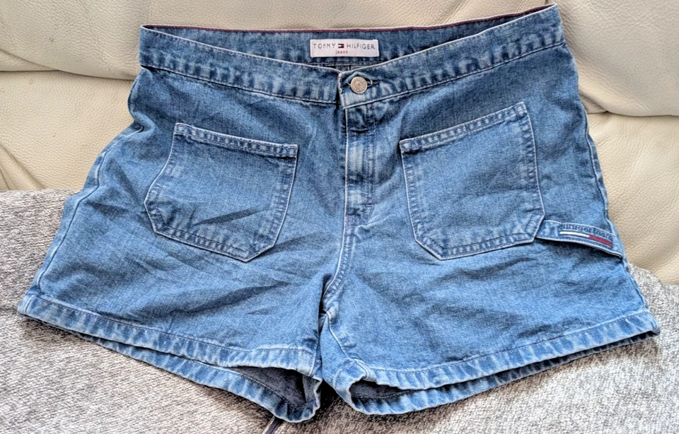 Vintage Tommy Hilfiger Denim Carpenter Shorts 4 Pockets Size 10 Preloved FAB! - Image 1 of 4