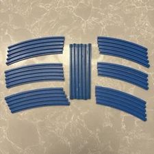 LEGO 35 Curved & Straight Blue Train Track Rail 3229 3230 Inner & Outer